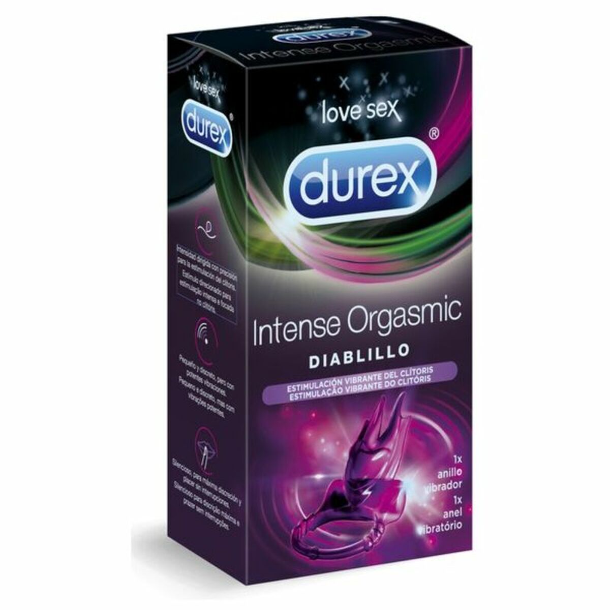 Anillo vibrador Durex Toy Diablillo unisex, silencioso y discreto para estimulación en pareja