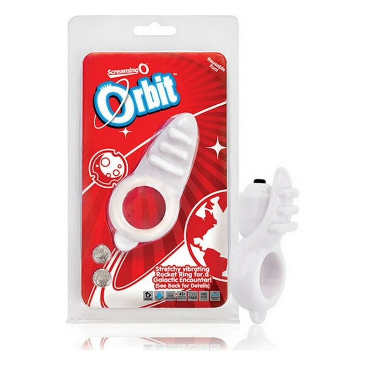 Anillo vibrador blanco The Screaming O Orbit con 3 velocidades y estimulación del clítoris