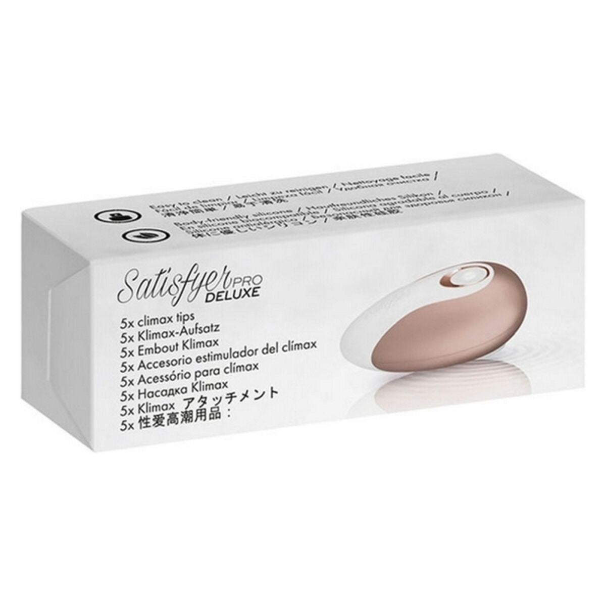 Accesorio Pro Deluxe Satisfyer Blanco para succionador Satisfyer Pro Deluxe, de silicona médica, hipoalergénicas y fáciles de limpiar