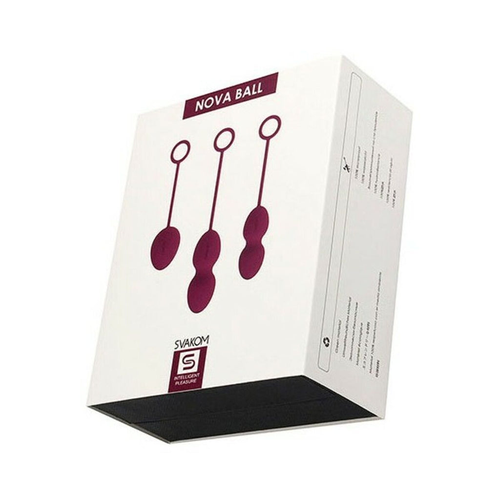 Bolas Chinas Svakom Nova ball  de silicona médica en color violeta con tres pesos para fortalecer el suelo pélvico