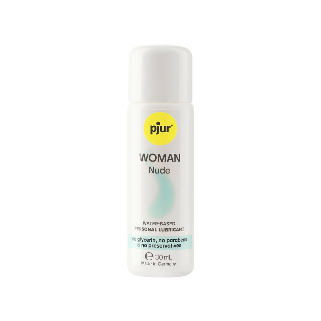 Lubricante Con Base de Agua Woman Nude Pjur 30 ml, sin glicerina, compatible con preservativos, ideal para piel sensible.