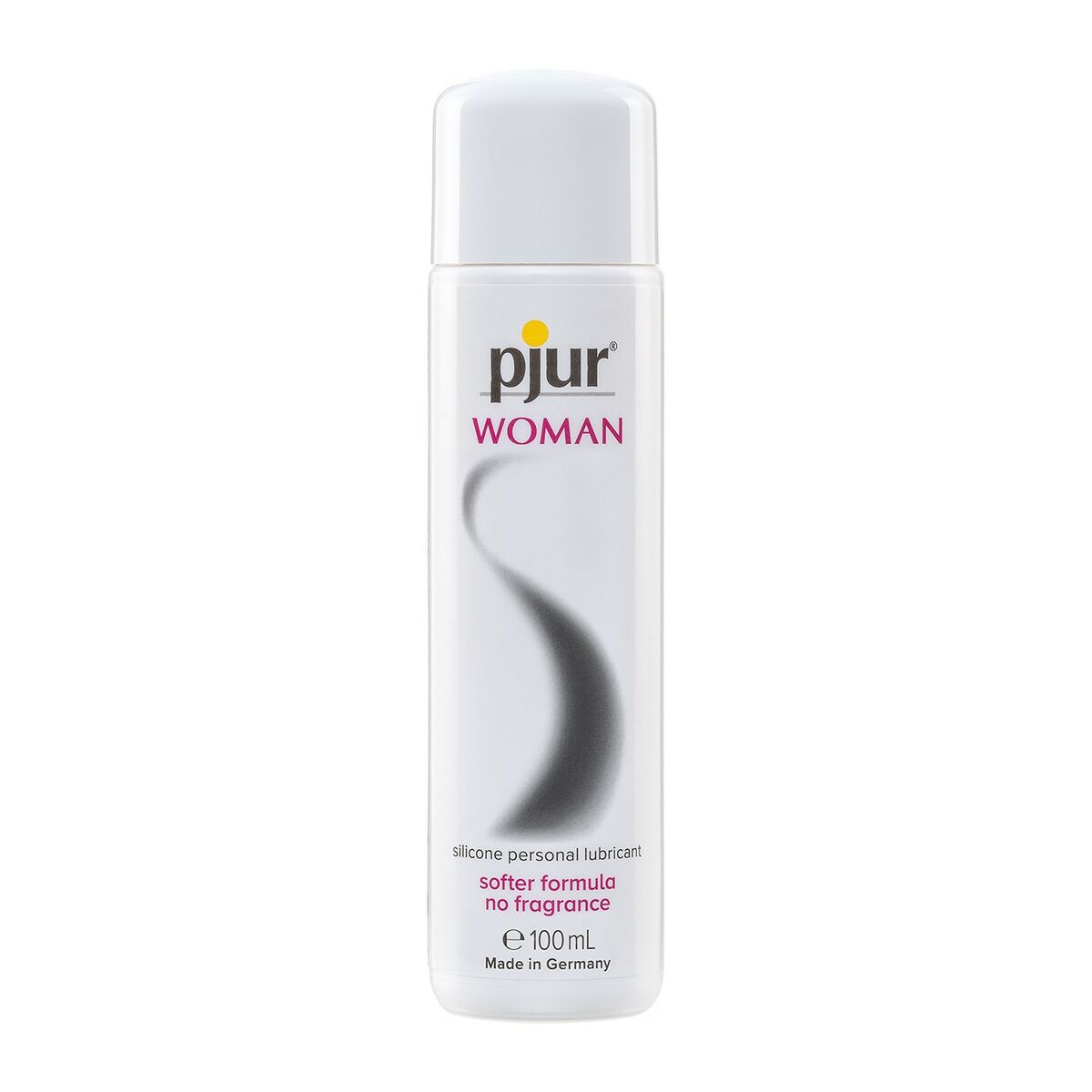 Lubricante de Silicona Pjur Woman Softer Formule 100 ml, textura sedosa y duradera, compatible con preservativos de látex.