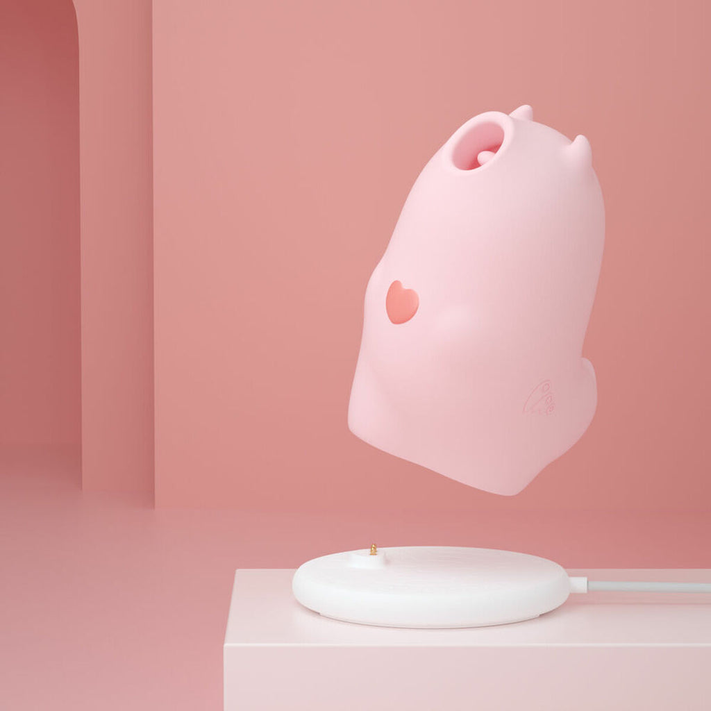 Succionador de clítoris MonsterPub MAGIC KISS MR DEVIL Rosa de silicona médica con control Bluetooth y uso sumergible