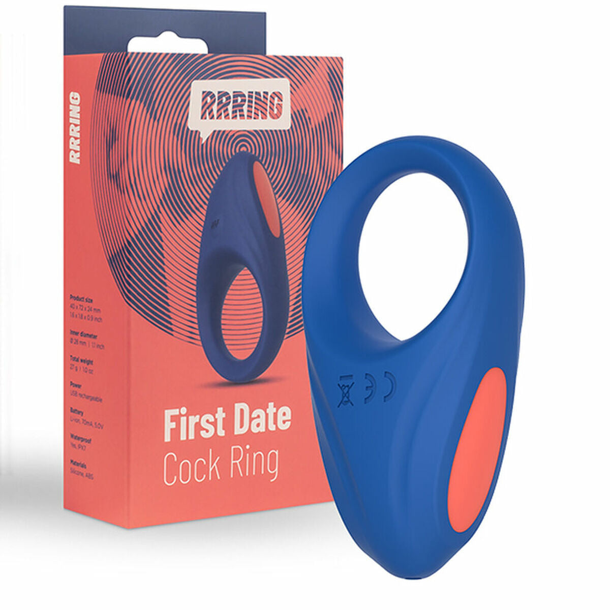  Anillo vibrador para pene FeelzToys RRRING First Date, silicona suave, 10 modos de vibración, recargable e impermeable
