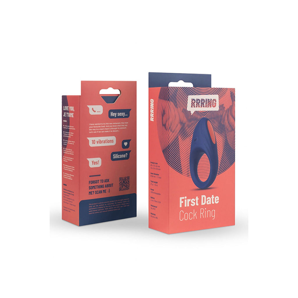  Anillo vibrador para pene FeelzToys RRRING First Date, silicona suave, 10 modos de vibración, recargable e impermeable
