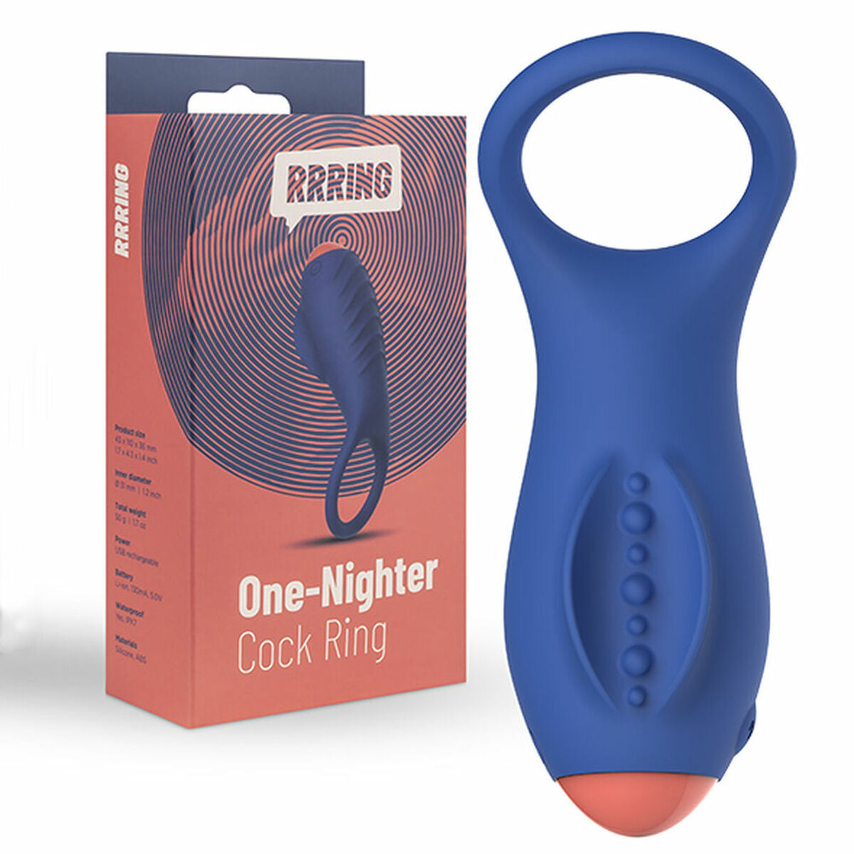  Anillo vibrador FeelzToys RRRING One Nighter con 10 modos, silicona suave, 31 mm, impermeable y recargable por USB