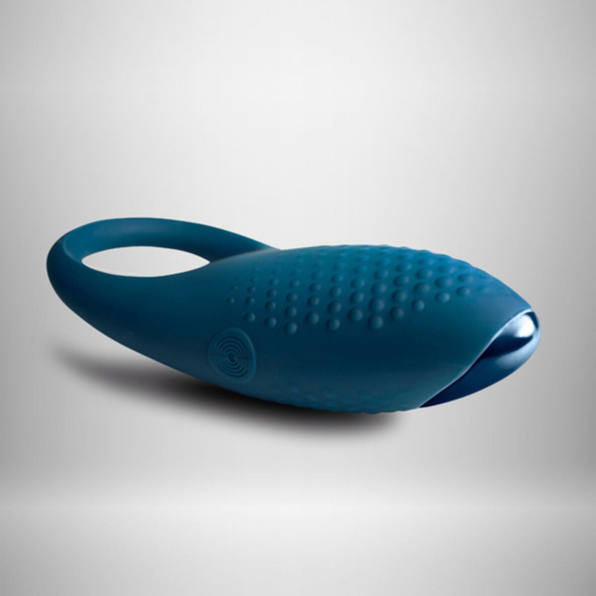  Anillo vibrador para el pene Rocks-Off azul oscuro con 10 modos de vibración, diseño ergonómico y carga USB magnética