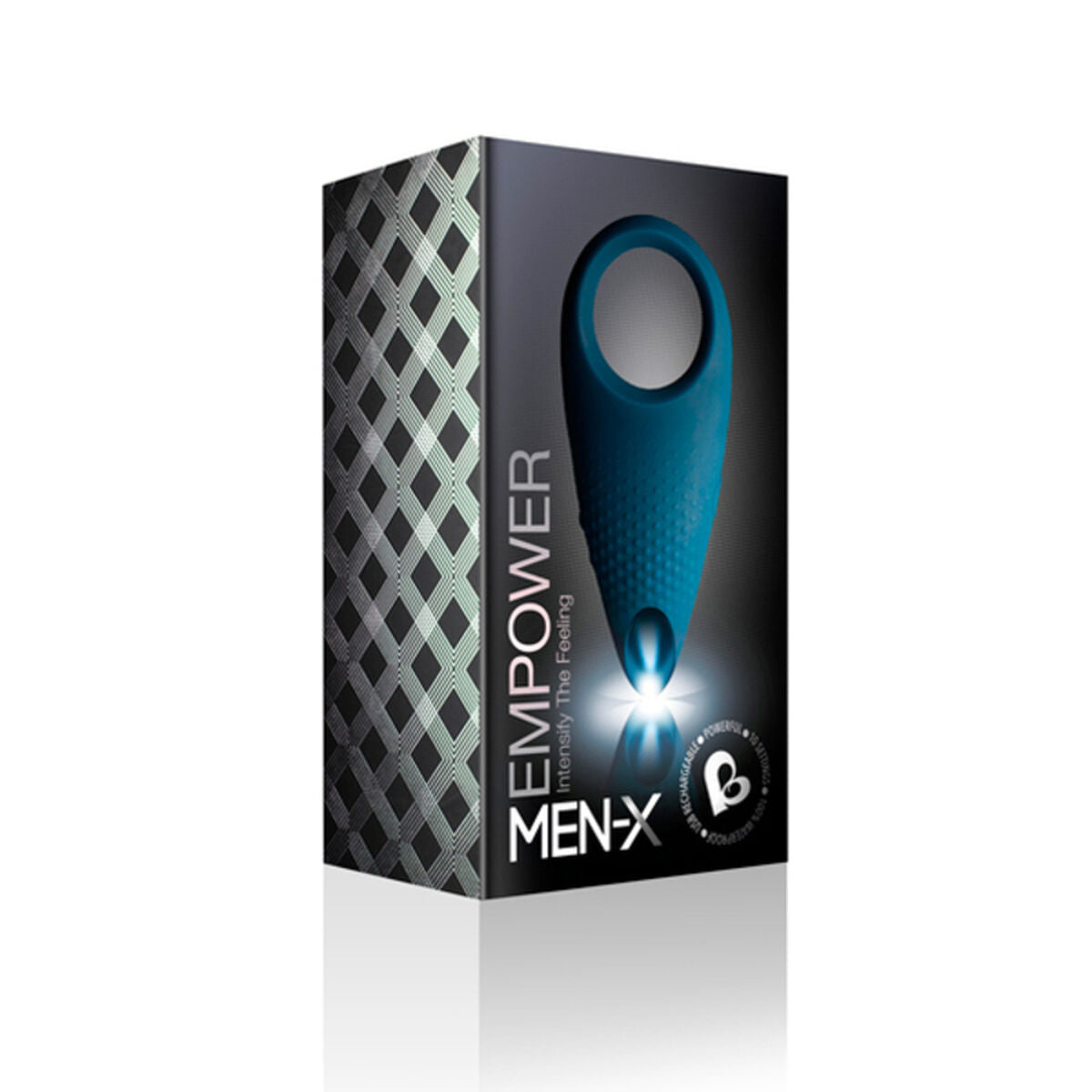  Anillo vibrador para el pene Rocks-Off azul oscuro con 10 modos de vibración, diseño ergonómico y carga USB magnética
