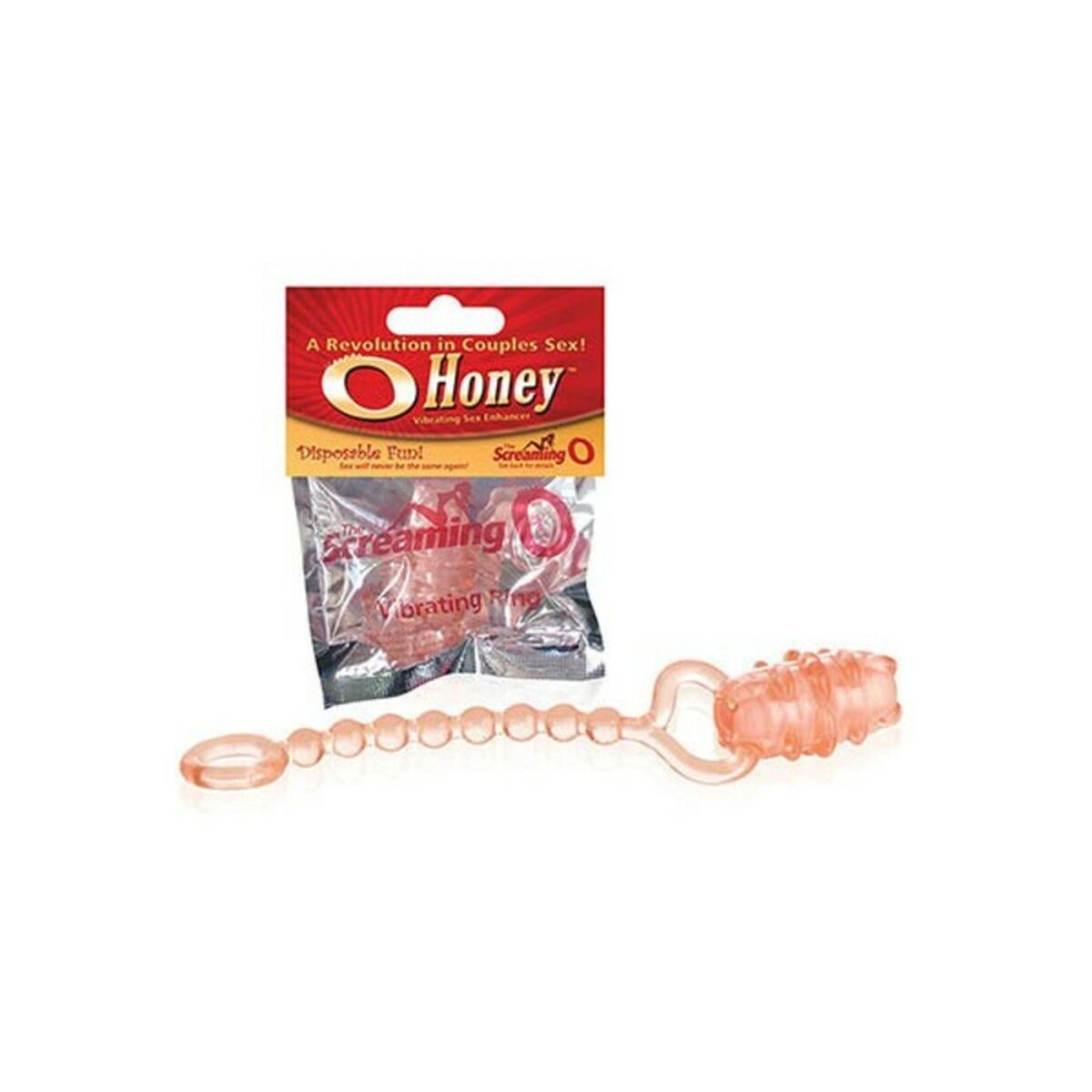 Anillo vibrador The Screaming O Ohoney en silicona naranja y rosa, desechable y estimulante para el clítoris