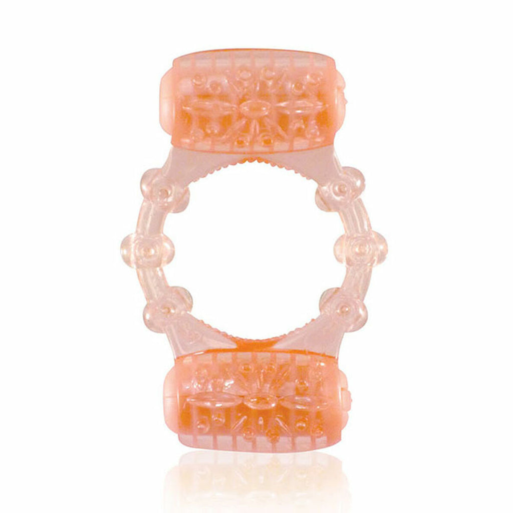 Anillo vibrador The Screaming O SCTWOO en silicona naranja y rosa, desechable, con vibración para estimulación del clítoris