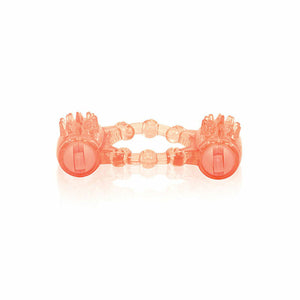 Anillo vibrador The Screaming O SCTWOO en silicona naranja y rosa, desechable, con vibración para estimulación del clítoris
