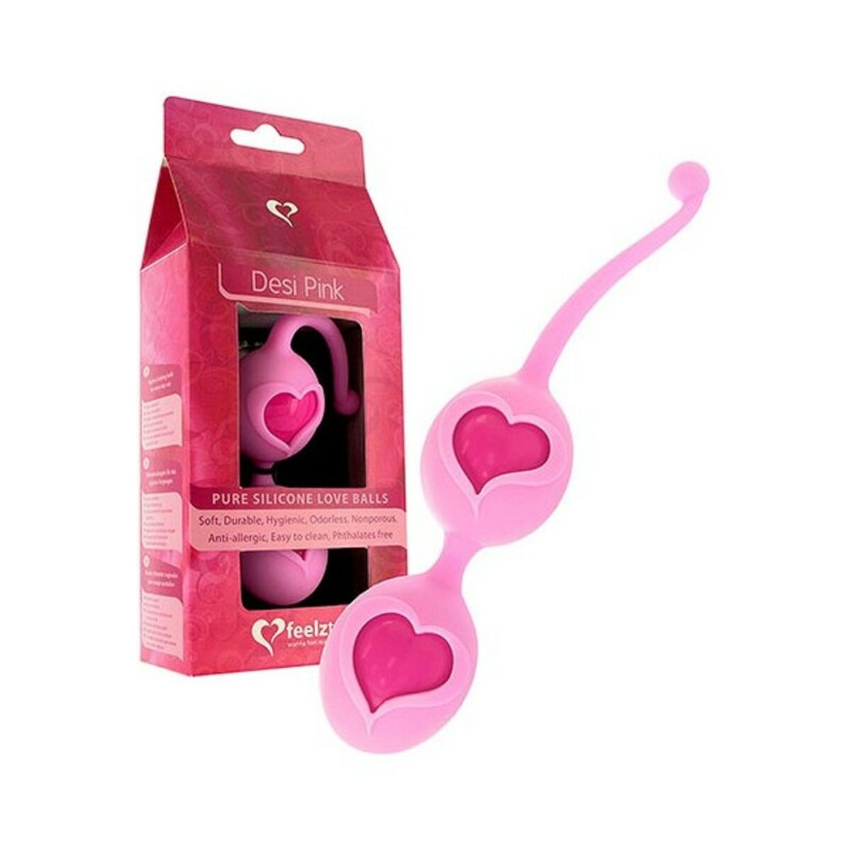 Bolas chinas FeelzToys Desi Pink de silicona médica, ideales para fortalecer el suelo pélvico con discreción y comodidad