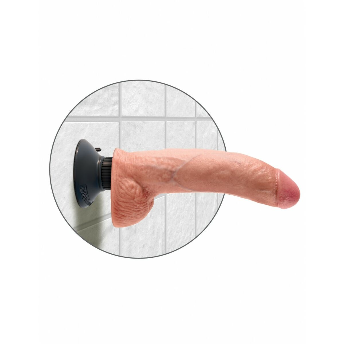 Consolador realista Pipedream King Cock Natural, textura suave, materiales hipoalergénicos y base con ventosa, resistente al agua para placer seguro.