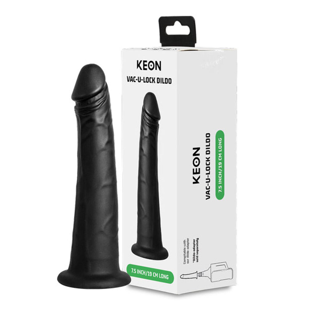 Dildo Kiiroo negro de silicona médica premium, diseño ergonómico y textura realista, resistente al agua y fácil de limpiar.