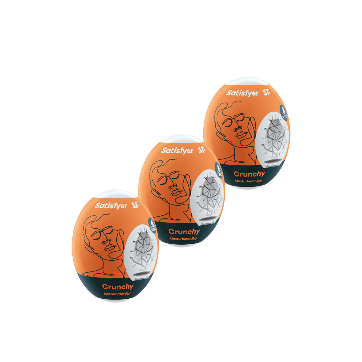 Huevo Masturbador Satisfyer Crunchy, fabricado en TPE seguro, diseño ergonómico y discreto para placer personalizado.