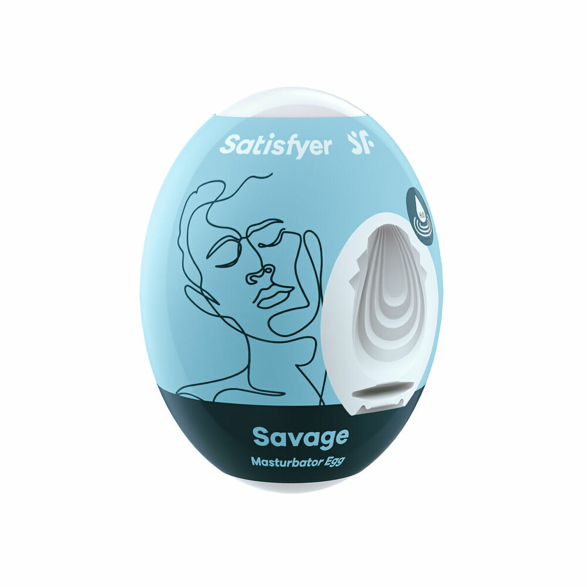 Huevo masturbador Satisfyer Savage azul, silicona premium y diseño ergonómico, con múltiples modos de vibración y formato compacto y discreto.