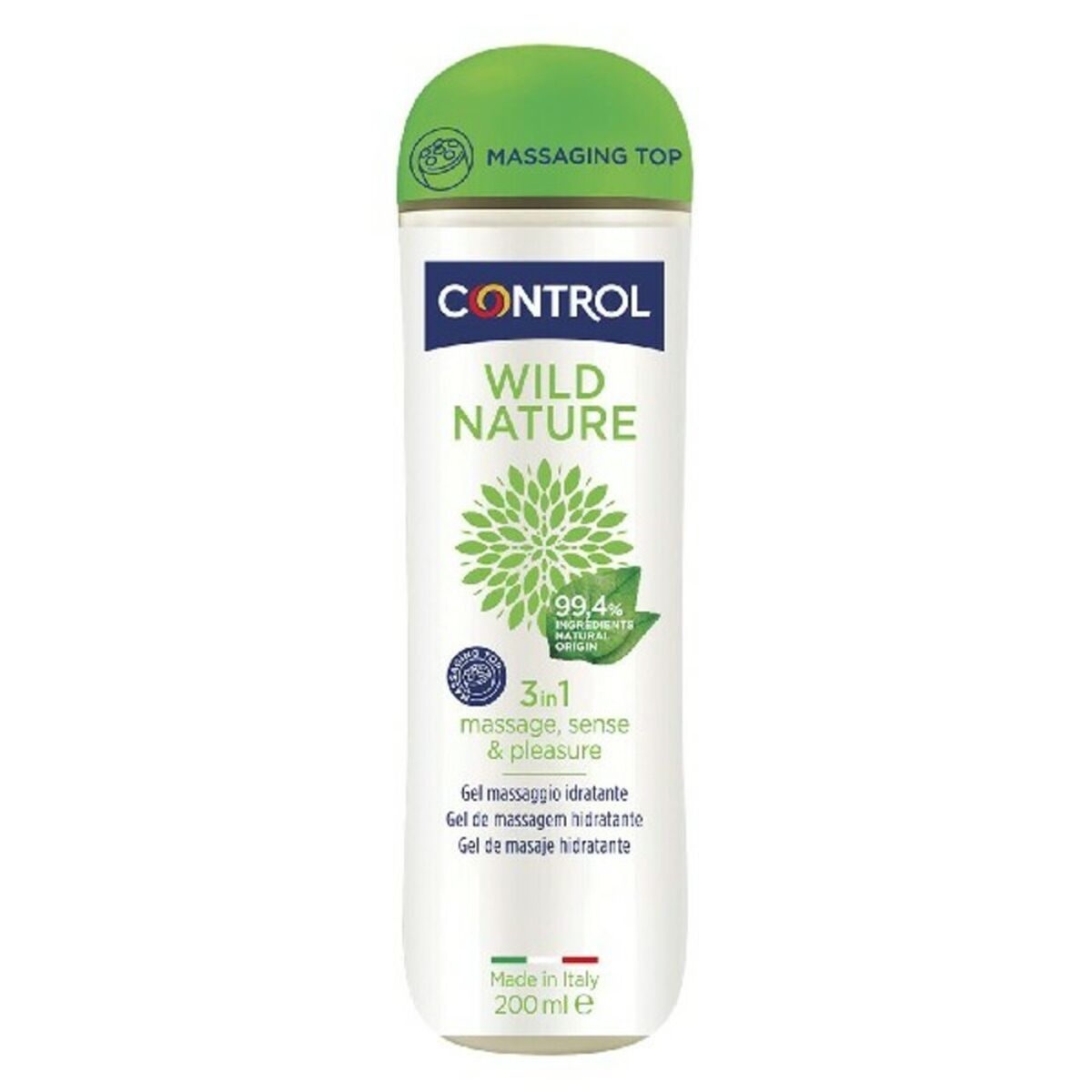 Lubricante con base de agua Wild Nature 3 en 1 Control 200 ml, natural, versátil y con envío discreto