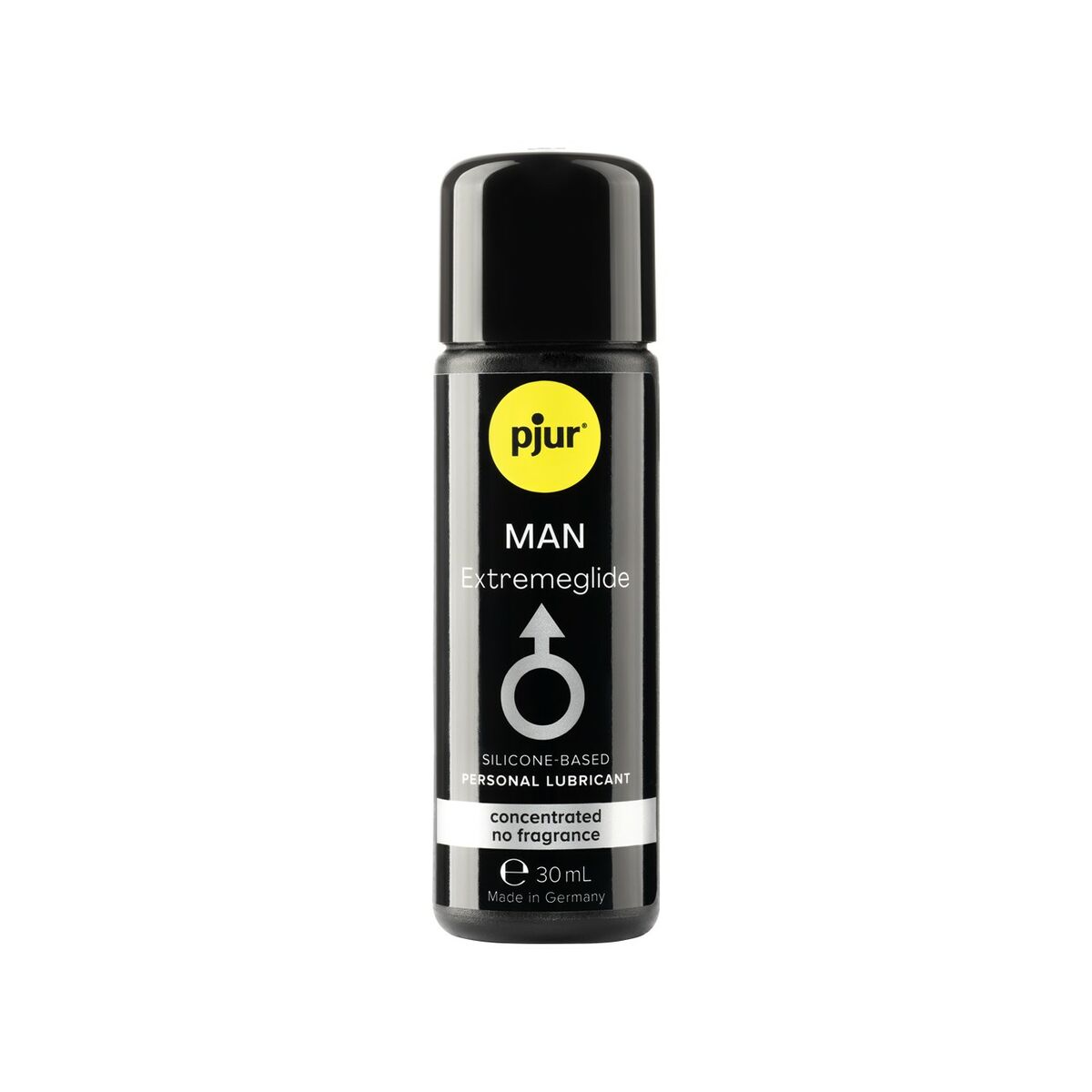 Lubricante de silicona Pjur Man Extreme Glide, textura sedosa y duradera, ideal para hombres, compatible con preservativos y uso prolongado.