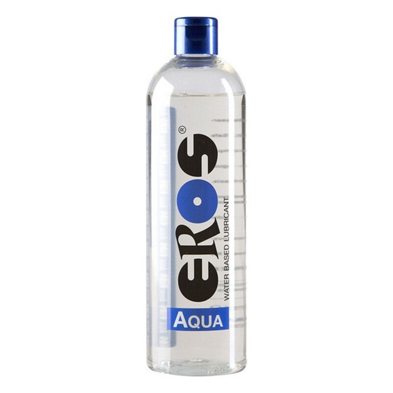 Lubricante Eros base de agua 500 ml, textura ligera y duradera, sin parabenos ni glicerina, compatible con preservativos y juguetes, ideal para piel sensible.