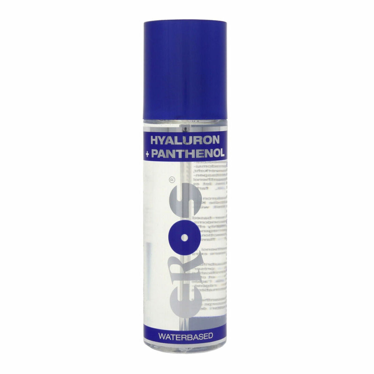 Lubricante Eros base de agua con ácido hialurónico y panthenol, textura ligera, hidratante y compatible con preservativos y juguetes, ideal para piel sensible.