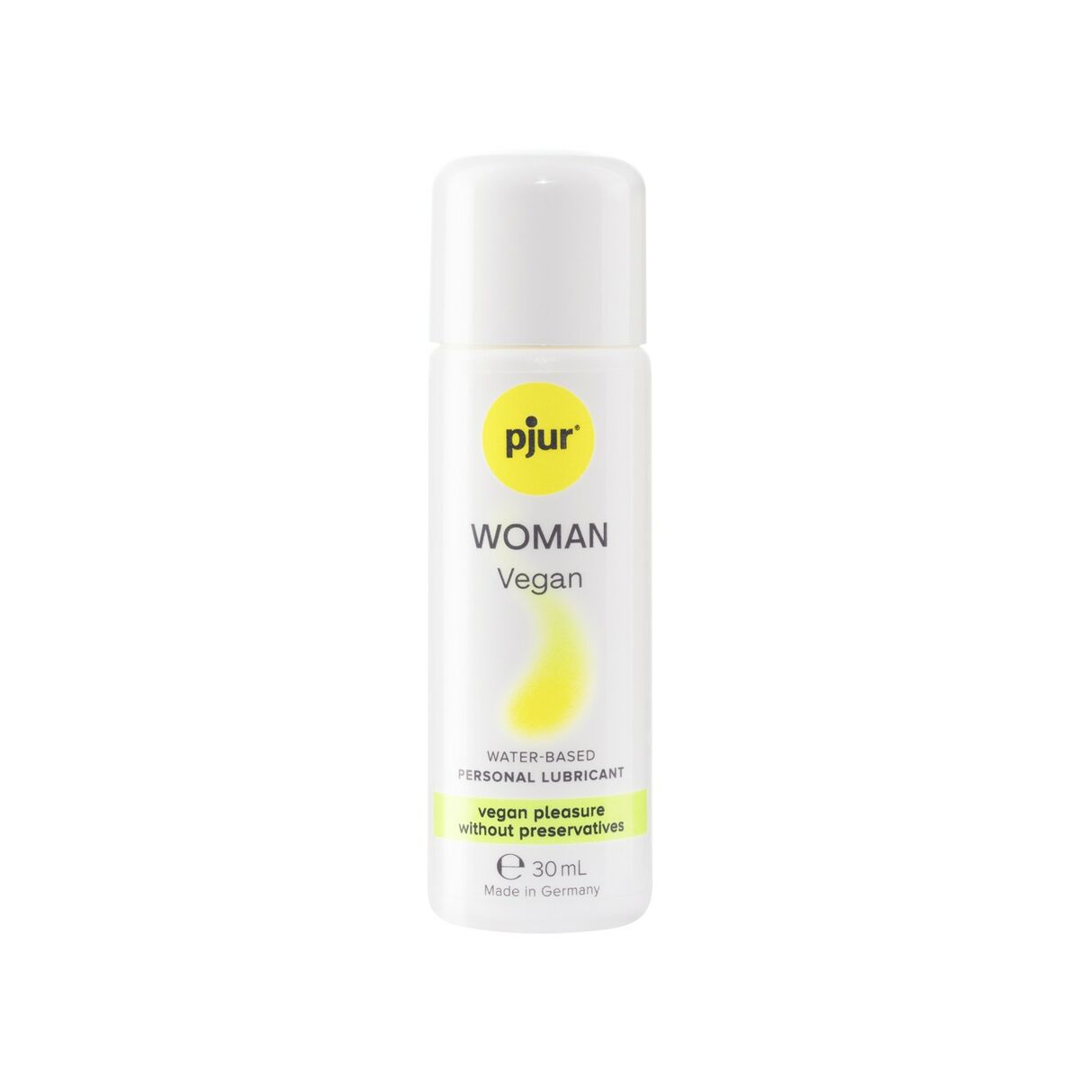 Lubricante Pjur base de agua Woman vegan 30 ml, testado dermatológicamente, compatible con preservativos y juguetes, fácil de limpiar y discreto.