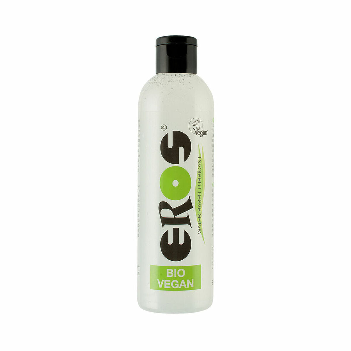Lubricante vegano Eros natural y seguro, compatible con juguetes y preservativos, con textura ligera y fórmula respetuosa con el cuerpo y el medio ambiente.