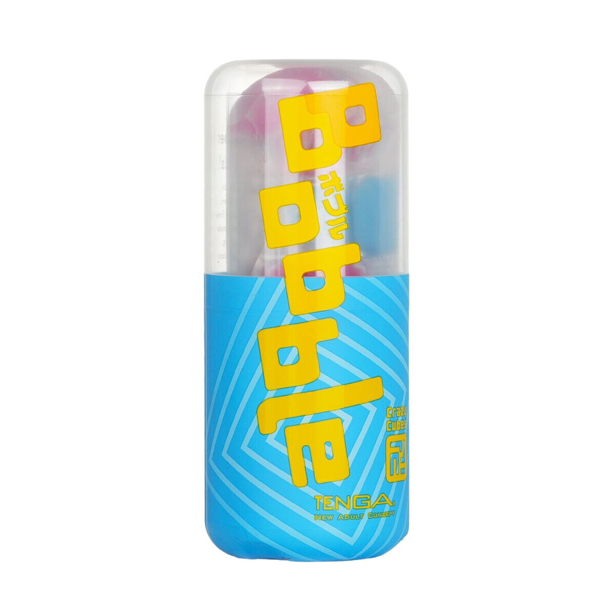 Masturbador Tenga bubbles crazy cubes, diseño ergonómico con múltiples modos de vibración, impermeable y compatible con lubricantes a base de agua.