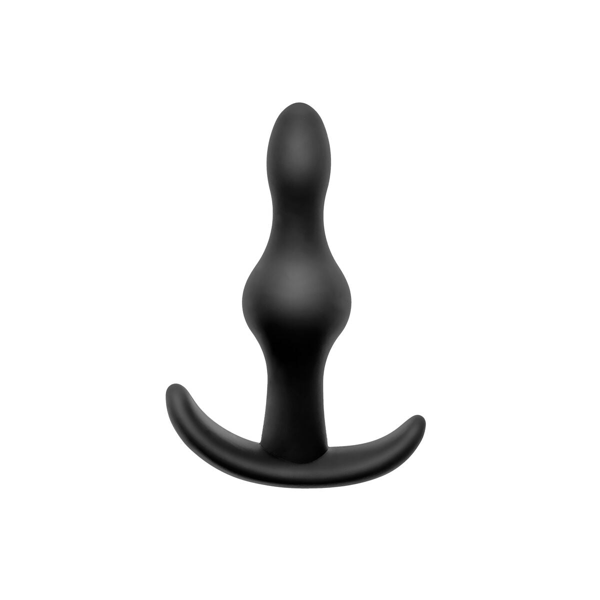 Plug anal S Pleasures negro de silicona suave, diseño cónico ergonómico de 7,5 cm, resistente al agua y fácil de limpiar.