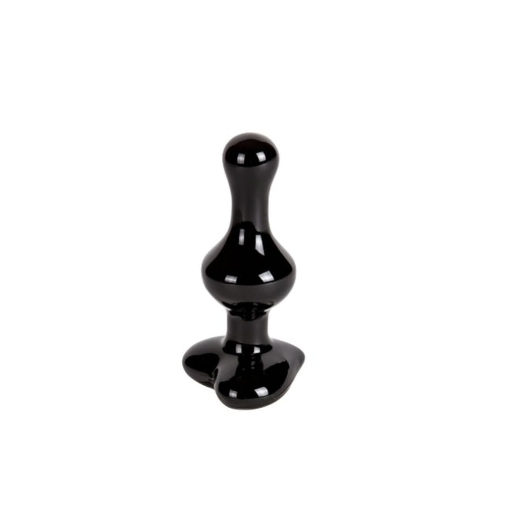 Plug anal negro de vidrio S Pleasures 7,5 cm, resistente al agua y con diseño ergonómico y elegante.