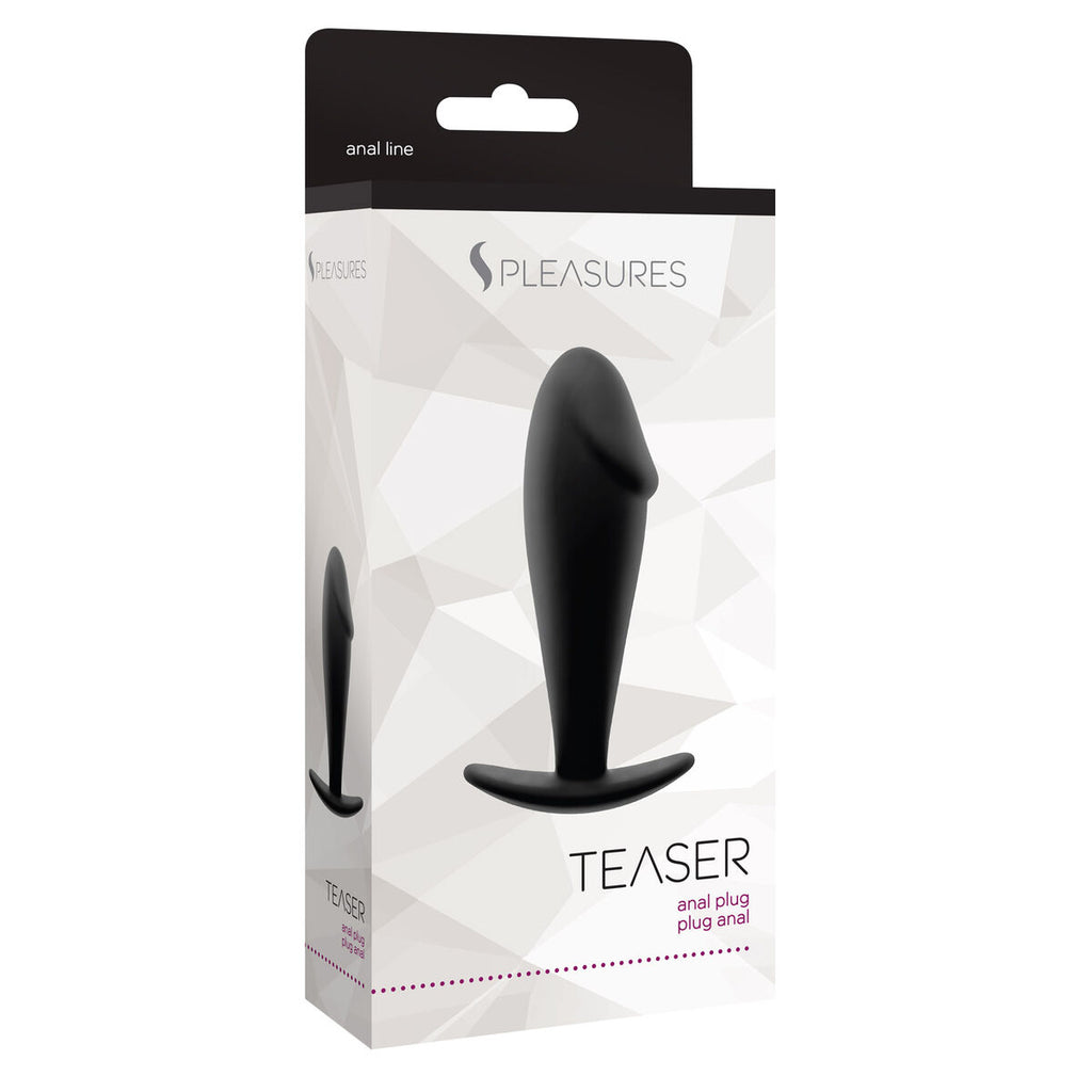 Plug anal S Pleasures Teaser negro, fabricado en silicona de alta calidad, diseño ergonómico, textura suave y fácil de limpiar, ideal para placer seguro y cómodo.