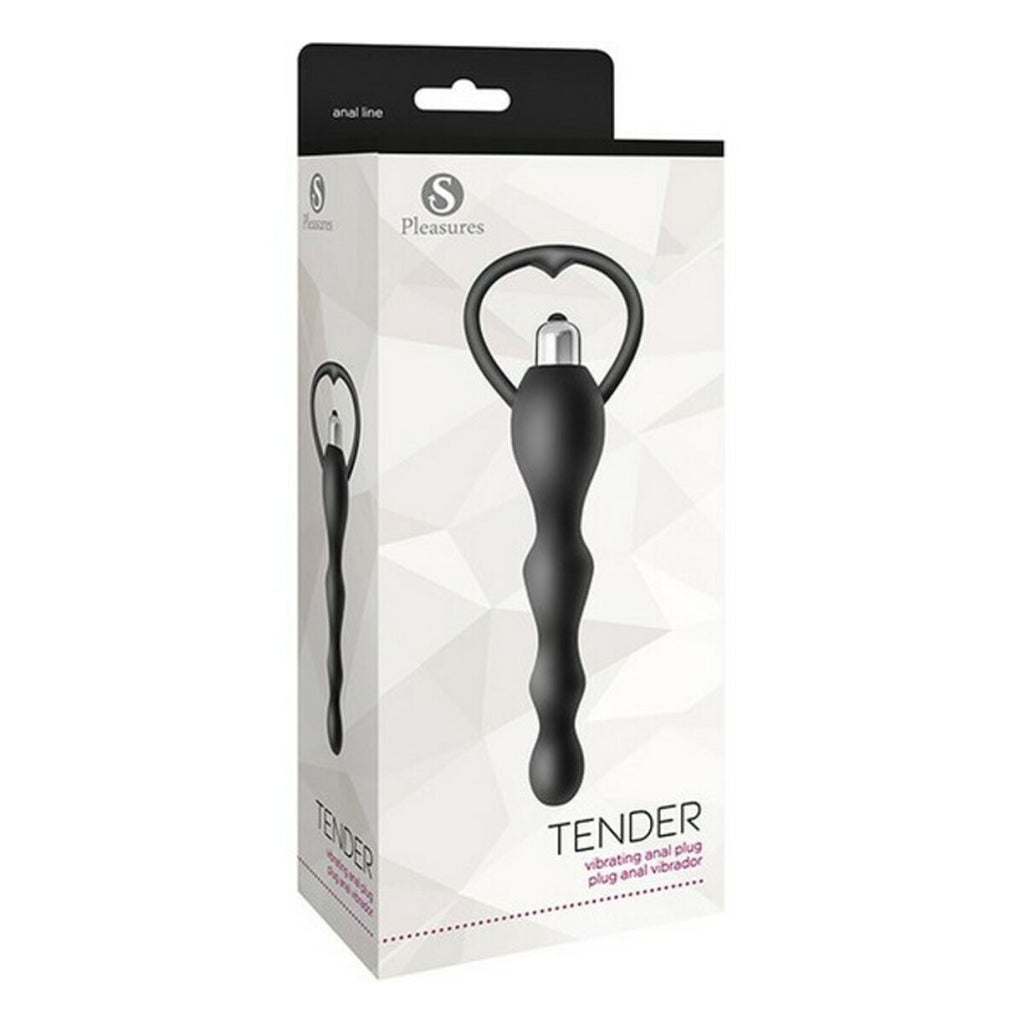 Plug Anal S Pleasures Tender Negro silicona premium con 10 modos de vibración ideal principiantes