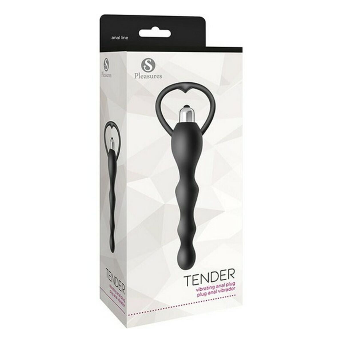 Plug Anal S Pleasures Tender Negro silicona premium con 10 modos de vibración ideal principiantes
