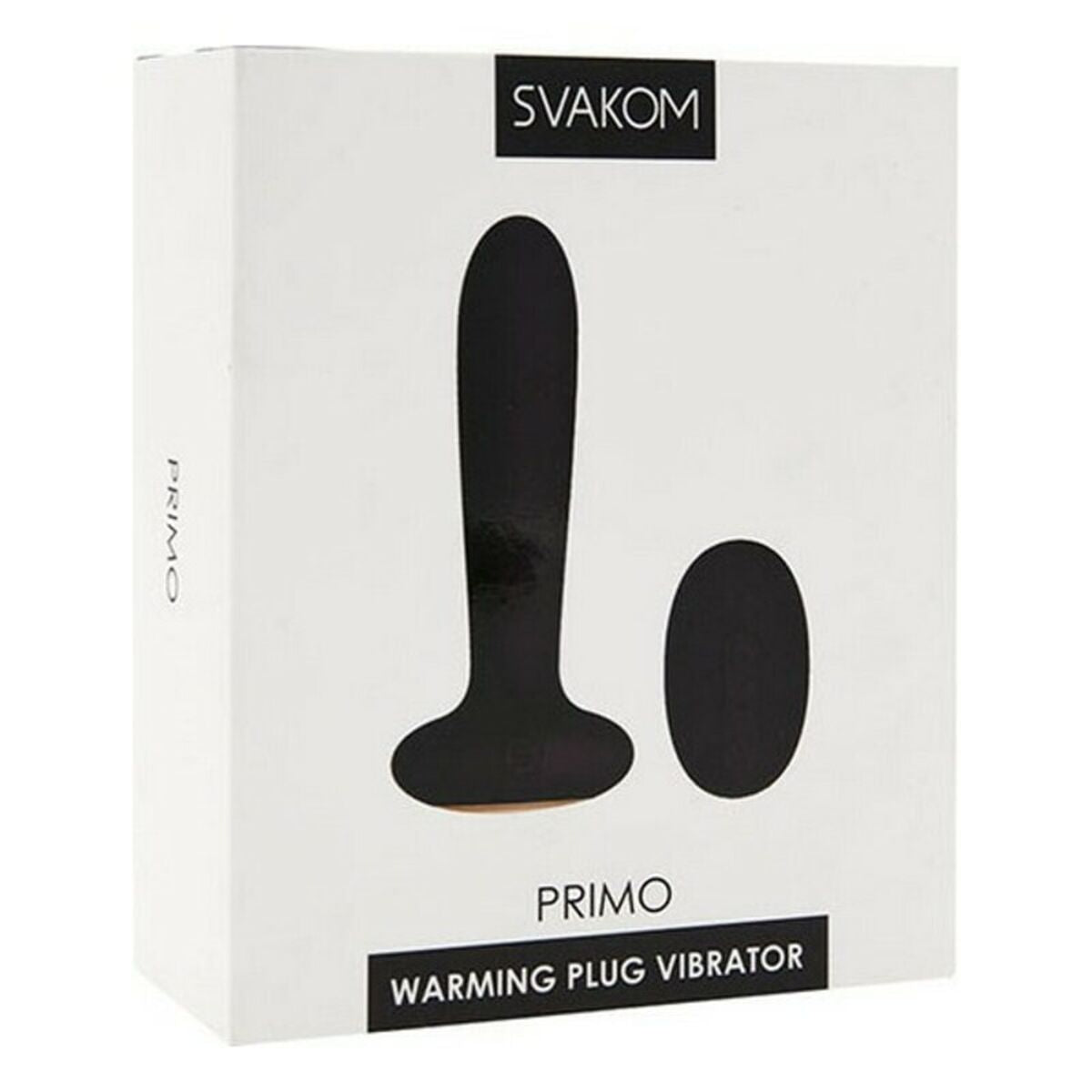 Plug Anal Svakom Primo Negro con vibración, control remoto y función de calor 38°C, silicona médica
