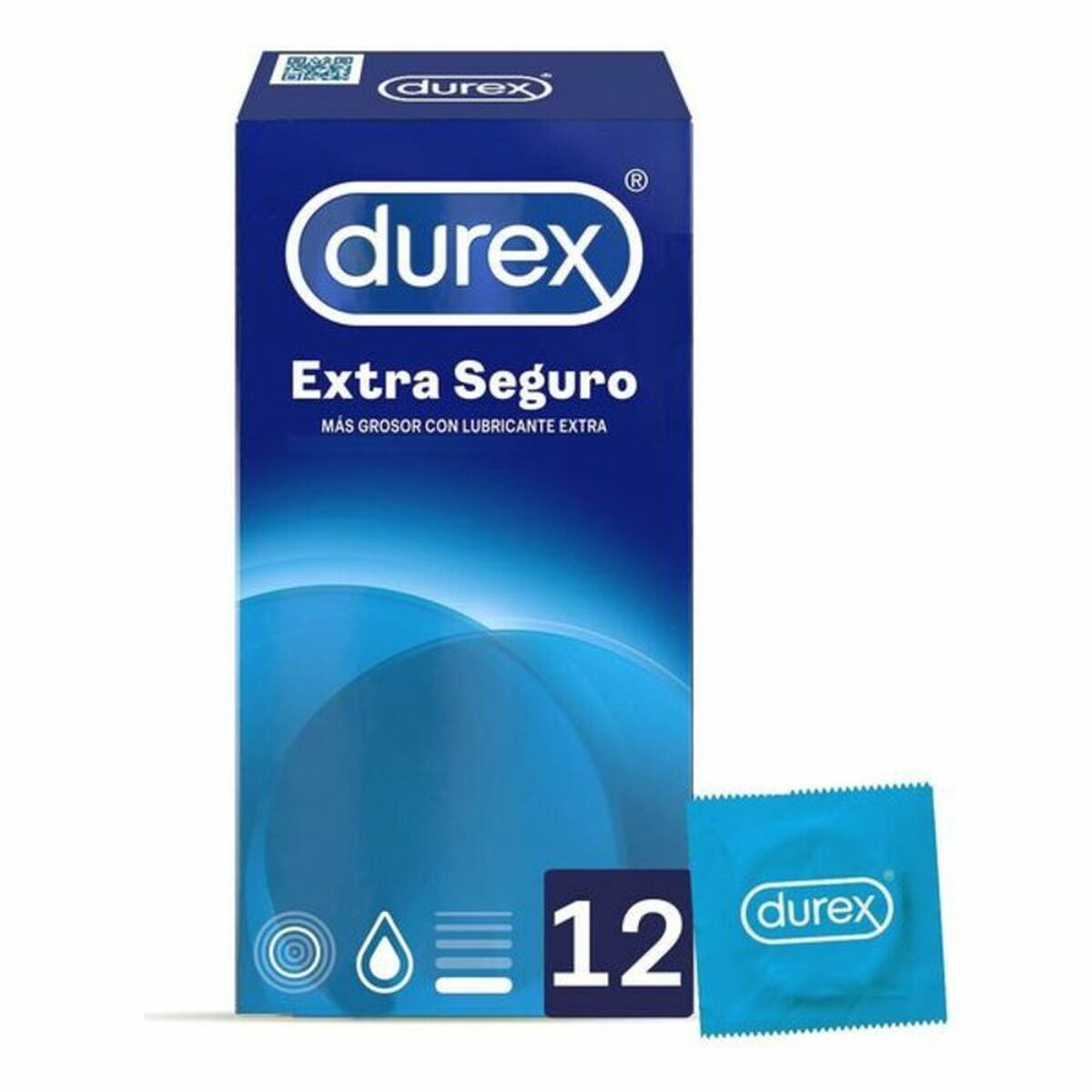 Preservativos Durex Extra Seguro de látex natural con lubricación adicional caja de 12 unidades