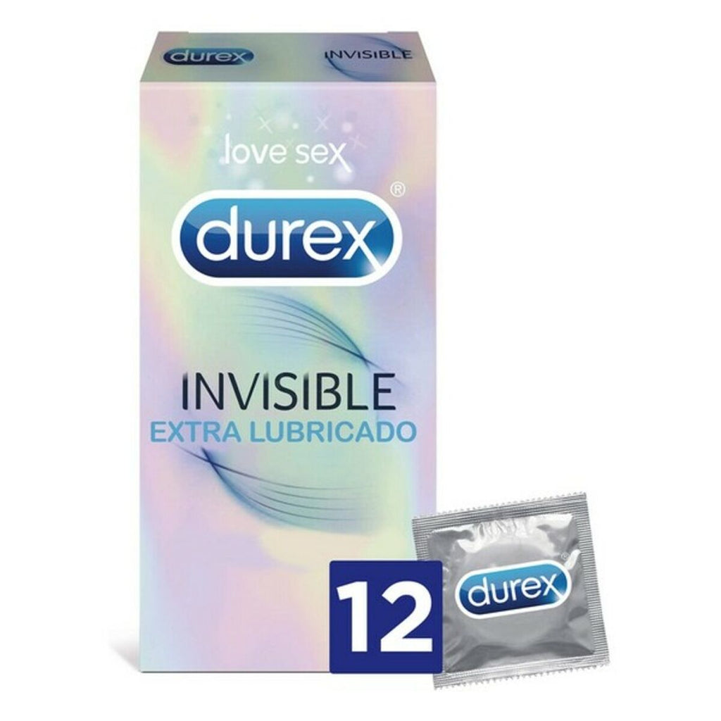 Preservativos Durex Invisible extra lubricados ultrafinos de látex natural caja de 12 unidades