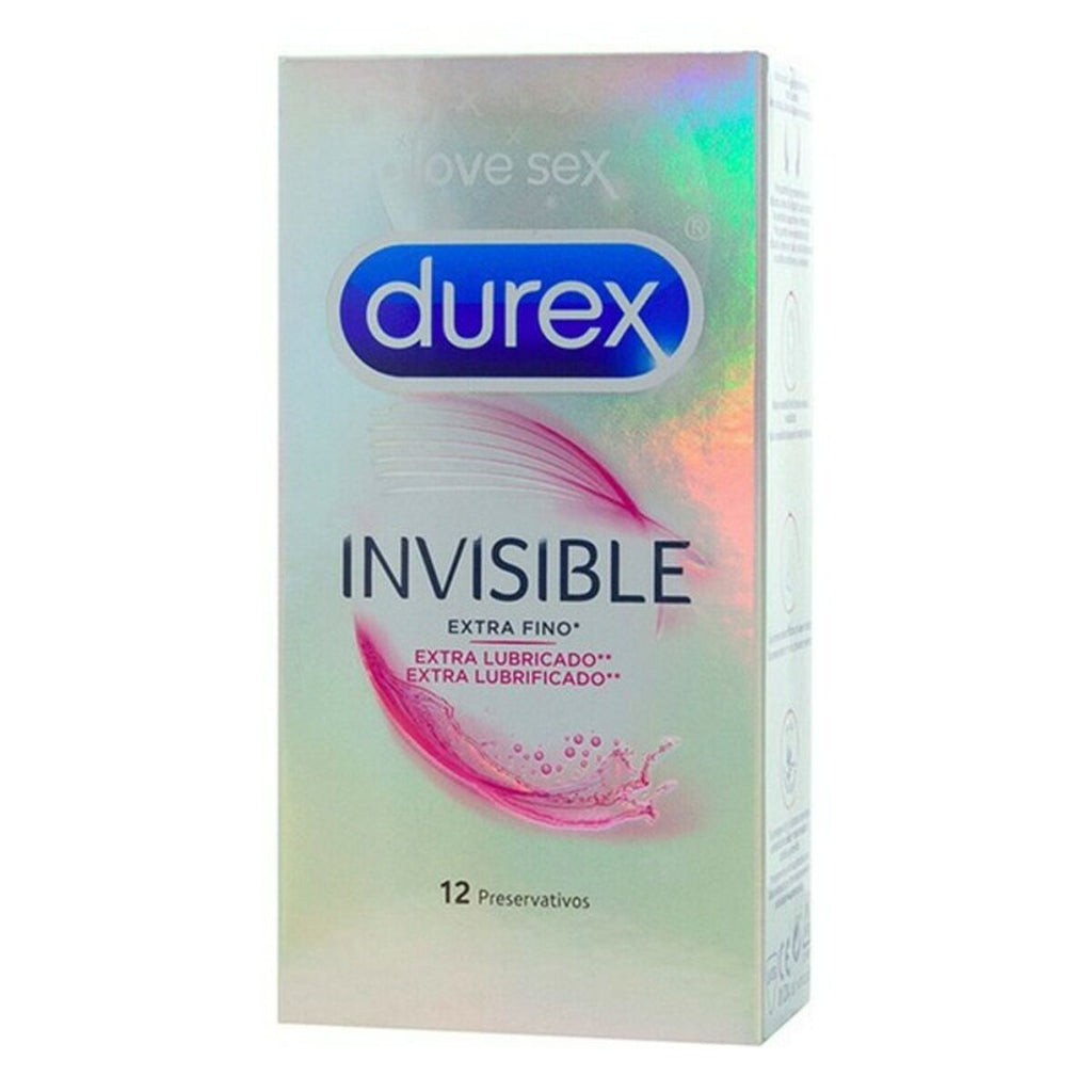 Preservativos Durex Invisible extra lubricados ultrafinos de látex natural caja de 12 unidades