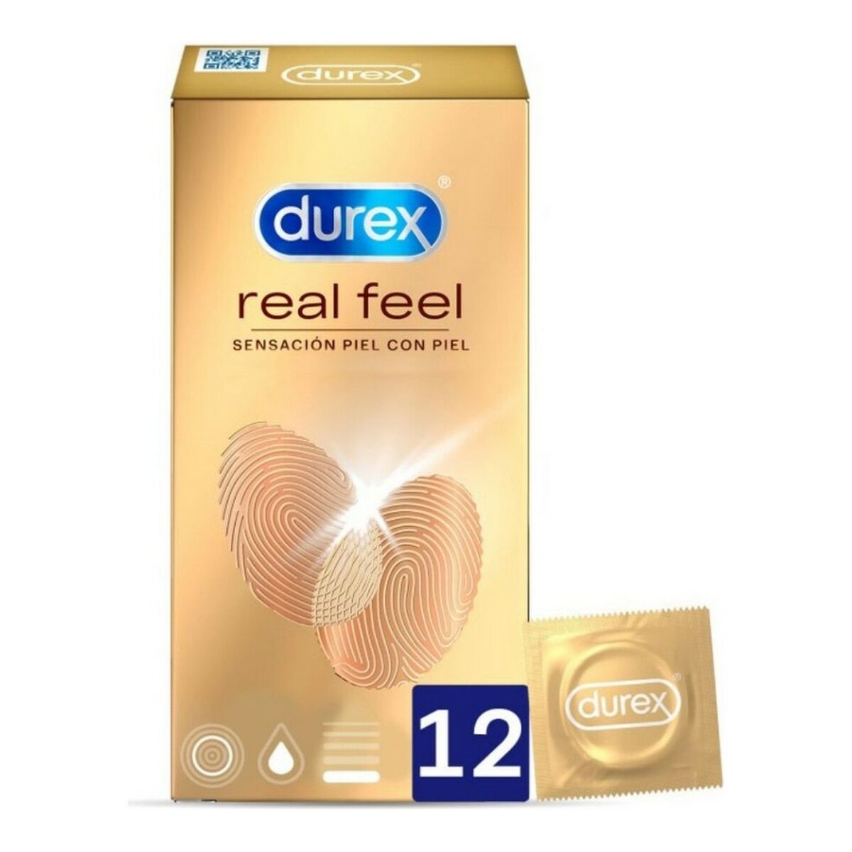 Preservativos Durex Real Feel sin látex con efecto piel con piel caja de 12 unidades