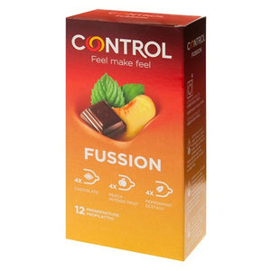 Preservativos Fussion Control 12 unidades, látex resistente con lubricación superior y envío discreto