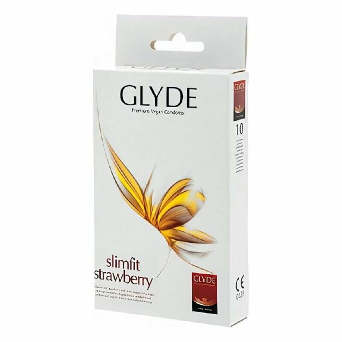 Preservativos Glyde Fresa 17 cm, látex natural de alta calidad, sabor y aroma a fresa, ajuste cómodo y envío discreto para una experiencia íntima segura.