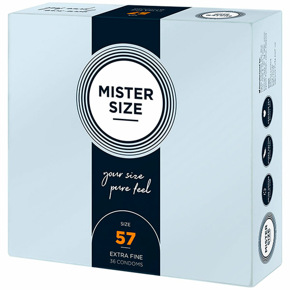 Preservativos Mister Size Extra Fine 57 mm caja 36 unidades látex fino envío discreto