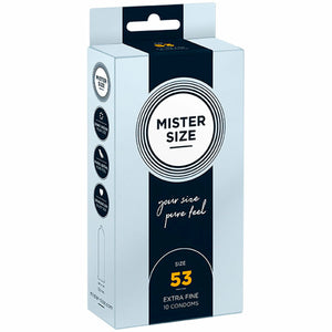 Preservativos Mister Size extrafinos 53 mm caja 10 unidades látex natural envío discreto
