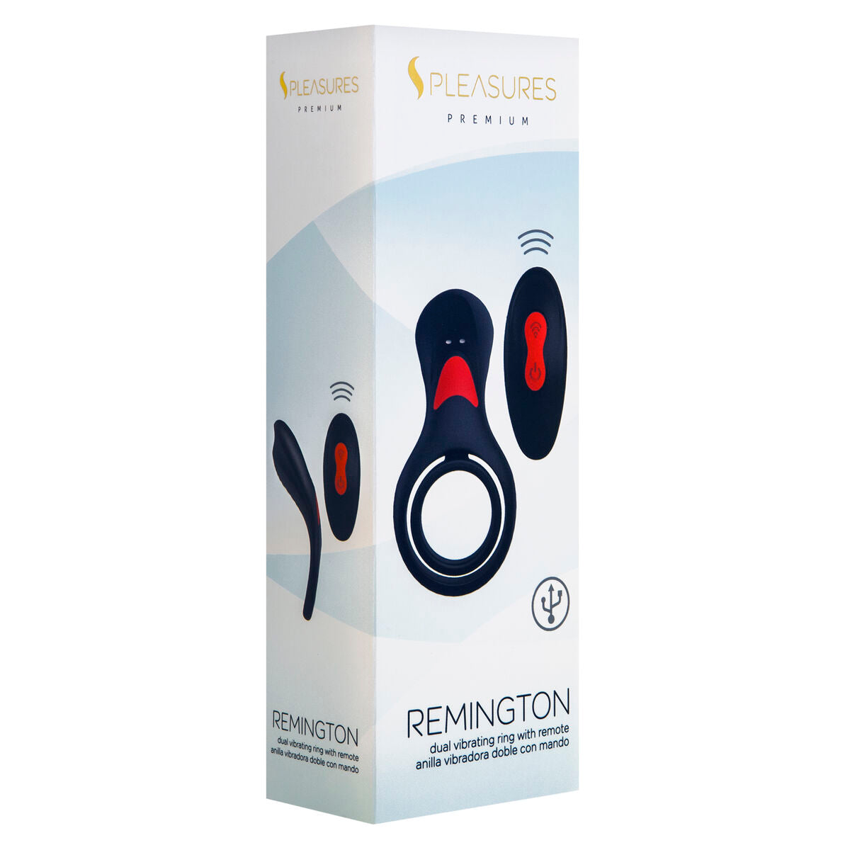 Anillo vibrador S Pleasures Remington negro con 9 modos de vibración y diseño impermeable para estimulación íntima