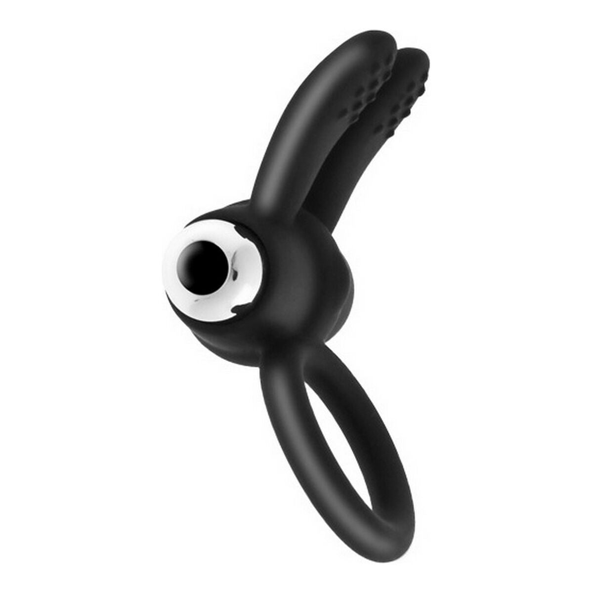  Anillo vibrador negro S Pleasures con diseño de conejito para estimulación clitoriana y peneana en pareja