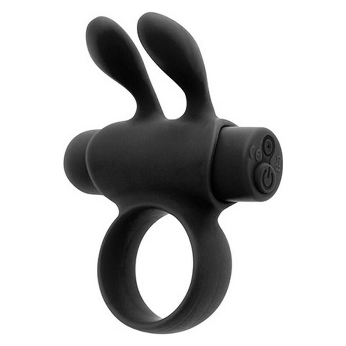  Anillo vibrador negro S Pleasures Rabbit con orejas estimuladoras y 5 niveles de vibración para placer en pareja