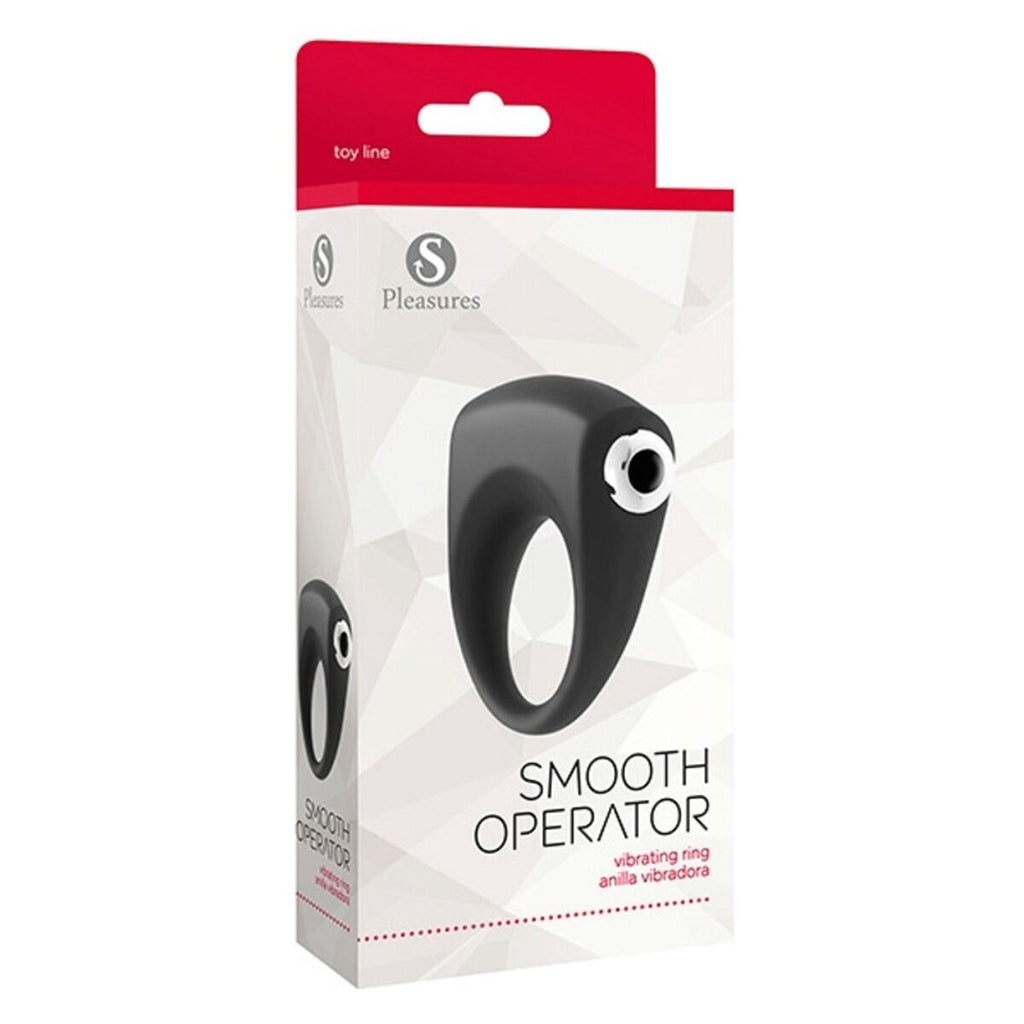  Anillo vibrador para el pene S Pleasures Smooth Operator negro, vibración continua, silicona flexible y estimulación para parejas