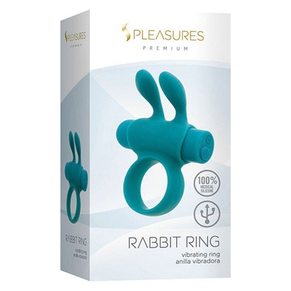  Anillo vibrador para el pene S Pleasures Turquesa, silicona y ABS, estimulación peneana y clitoriana, recargable, silencioso