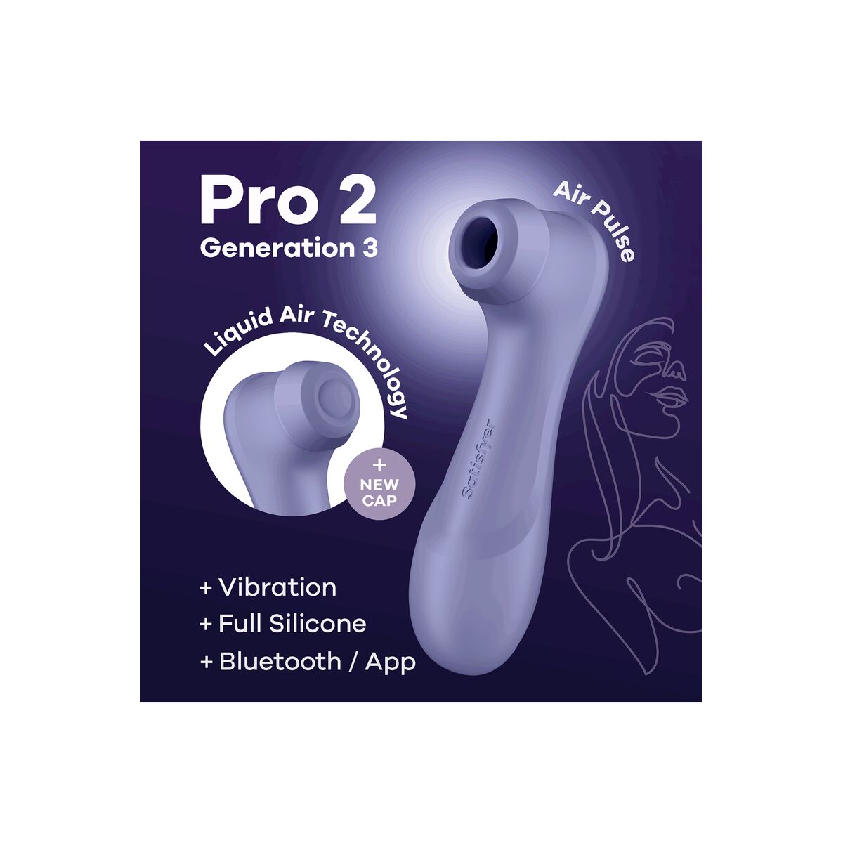 Succionador de clítoris Satisfyer PRO 2 Generation 3 morado con tecnología Air-Pulse, recargable y resistente al agua