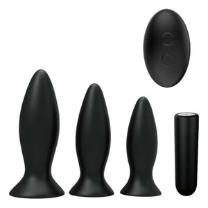 Set Erótico S Pleasures Negro silicona premium con control remoto y bala vibradora recargable