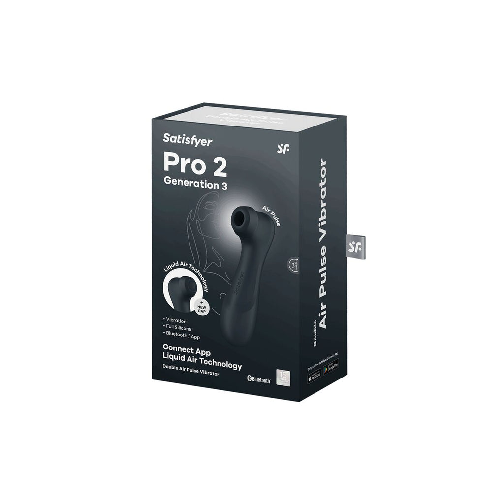 Succionador de clítoris Satisfyer Pro 2 Generation 3 negro con tecnología Air Pulse, recargable, impermeable y con cabezal de silicona médica