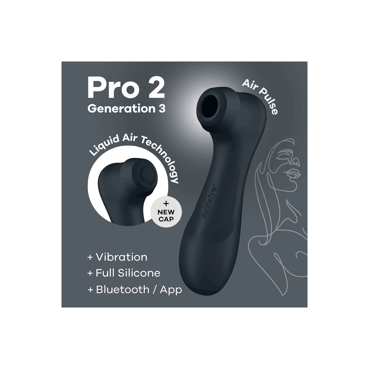 Succionador de clítoris Satisfyer Pro 2 Generation 3 negro con tecnología Air Pulse, recargable, impermeable y con cabezal de silicona médica